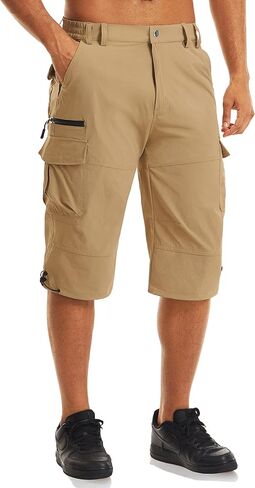 MAGCOMSEN Men's Workout Shorts 7 Pockets Quick Dry 3/4 Capri Pants Zipper Pockets Hiking Athletic Shorts in Saudi Arabia