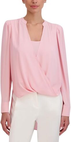 BCBGMAXAZRIA Women's Relaxed Faux Wrap Top Long Sleeve in Saudi Arabia