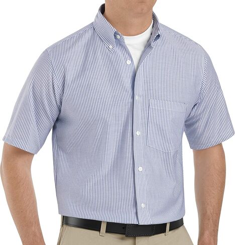 Red Kap Men's Standard Short Sleeve Executive Oxford Dress Shirt, Blue/White Stripe, X-Large in Saudi Arabia