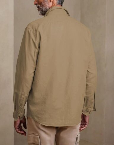 قميص رجالي من CALSUZ من الفلانيل بأزرار سفلية وأكمام طويلة منقوشة مع جيب وسترات قميص من الفلانيل غير رسمية فضفاضة in Kuwait