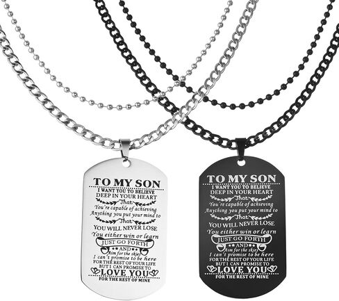 قلائد على شكل كلب لابني من أبي أم أريد أن أصدق بعمق في قلبك القوات الجوية العسكرية البحرية قوات السواحل قلادة عيد الميلاد والتخرج ، مجموعة من 2, ستانلس ستيل, حجر الراين in Kuwait