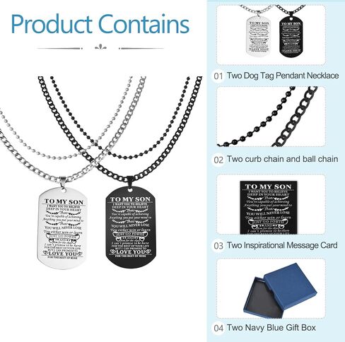قلائد على شكل كلب لابني من أبي أم أريد أن أصدق بعمق في قلبك القوات الجوية العسكرية البحرية قوات السواحل قلادة عيد الميلاد والتخرج ، مجموعة من 2, ستانلس ستيل, حجر الراين in Kuwait