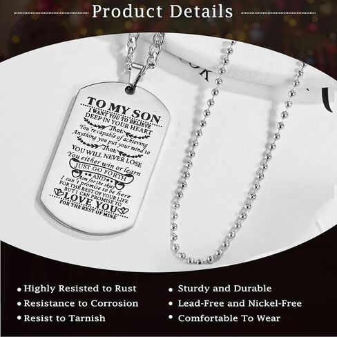 قلائد على شكل كلب لابني من أبي أم أريد أن أصدق بعمق في قلبك القوات الجوية العسكرية البحرية قوات السواحل قلادة عيد الميلاد والتخرج ، مجموعة من 2, ستانلس ستيل, حجر الراين in Kuwait