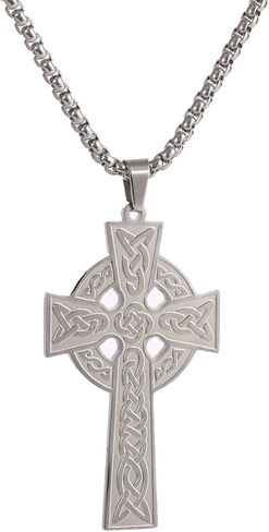 قلادة صليب سلتيك من NIGHTCRUZ، قلادة صليب مسيحي من الفولاذ المقاوم للصدأ للرجال والنساء، قلادة صلاة الصفاء بعقدة أيرلندية in Kuwait