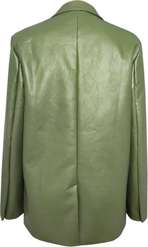 سترات MJORI النسائية الطويلة المصنوعة من الجلد الصناعي ذات الحجم الكبير، ملابس خارجية من البولي يوريثان مع جيب in Kuwait