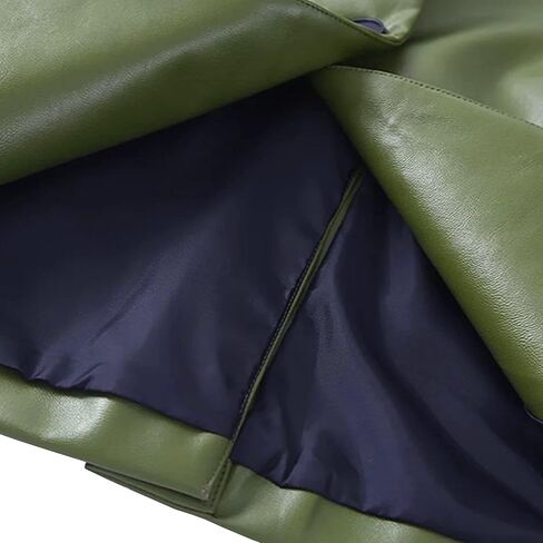 سترات MJORI النسائية الطويلة المصنوعة من الجلد الصناعي ذات الحجم الكبير، ملابس خارجية من البولي يوريثان مع جيب in Kuwait