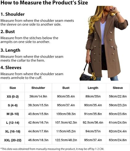 Kinghua Winter Wool Coats for Women Double Breasted Notched Lapel Mid-Long Peacoat Jackets in Saudi Arabia