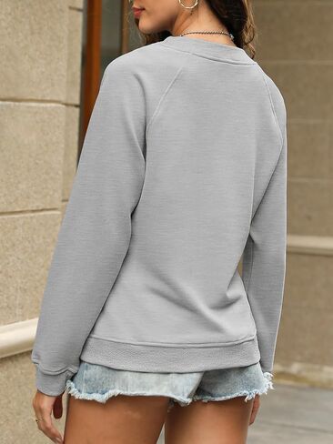 Micticsi Women's 2023 Casual Long Sleeve Sweatshirt Crew Neck Cute Pullover Relaxed Fit Tops in Kuwait