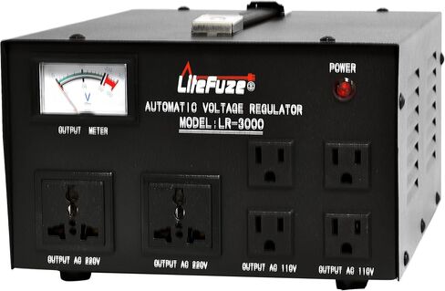 LR-1500 1500 Watt Voltage Regulator with Transformer Step Up/Down 110V/220V - IEC Detachable Cord - Circuit Breaker,Black [5-Years Warranty] in Kuwait