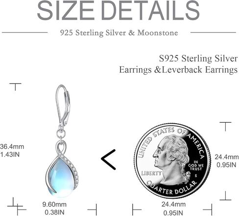 VONALA دمعة تخريمية أذن البحر Moonstone Leverback أقراط للنساء فضة إنفينيتي لاريمار أقراط استرخى هدايا in Saudi Arabia
