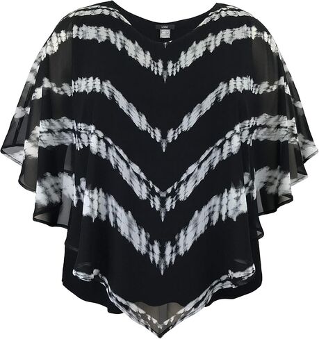 بلوزة LEEBE للنساء والمقاسات الكبيرة بطبقة مزدوجة من الشيفون المطبوع (Small-5X) in Kuwait