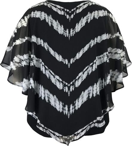 بلوزة LEEBE للنساء والمقاسات الكبيرة بطبقة مزدوجة من الشيفون المطبوع (Small-5X) in Kuwait