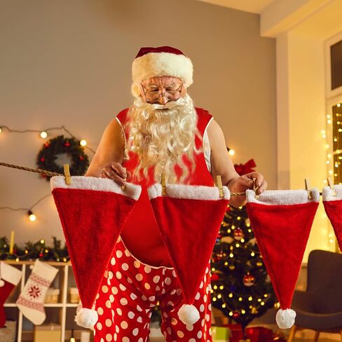 Jiuguva 4 Pcs Christmas Santa Costume Set, Oversized Santa Suit Red Belly Stuffer Costume Santa Belly Padding Fat Belly Costume, Santa Beard and Wig Set, Santa Claus Glasses for Adults Costumes in Saudi Arabia