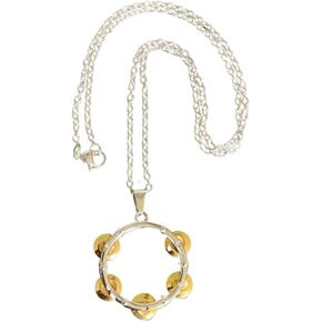 Hadasa Dance Shop Tambourine Pendant Necklace/Cadena Pandero - Elegant Gift for Women, Silver in Saudi Arabia