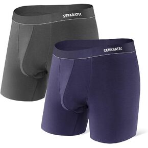 Separatec Men's Dual Pouch Underwear Comfort Flex Fit Premium Cotton Modal Blend Boxer Briefs 2 Pack