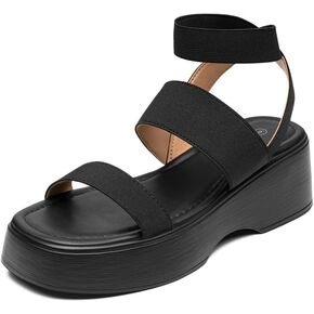 Trary Wedge Sandals for Women, Sandals for Women Dressy Summer, Cute Open Toe Platform Sandals, Lightweight Elastic Ankle Strap Sandals, Womens Heeled Sandals, Comfortable Beach Sandals, Summer Sandals for Women 2023