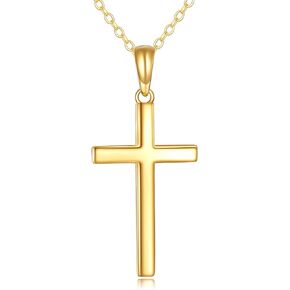 KECHO 14K Gold Cross Necklace for Women Yellow Gold Religious Simple Cross Pendant Necklace Jewelry for Her Girls Mother Daughter Wife Jesuits