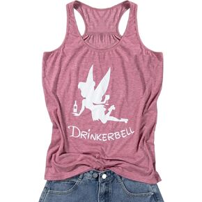 تينكربيل تانك توب للسيدات مضحك في حالة سكر الجنية قميص تينكربيل راسيرباك تانك تيز in Kuwait