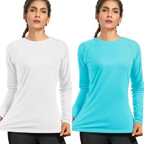 (الحجم: L) تي شيرت نسائي للجري بأكمام طويلة بعامل حماية من الأشعة فوق البنفسجية 50+، سريع الجفاف للحماية من أشعة الشمس فوق البنفسجية في الهواء الطلق in Kuwait