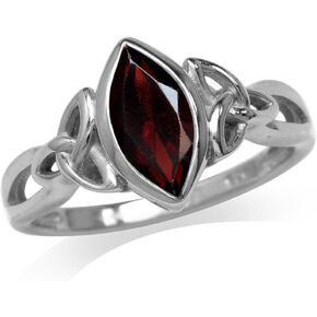 Silvershake Genuine Gemstone 925 Sterling Silver Triquetra Celtic Knot Solitaire Ring