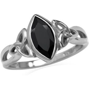 Silvershake Genuine Gemstone 925 Sterling Silver Triquetra Celtic Knot Solitaire Ring in Kuwait