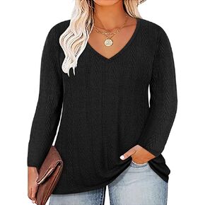 CARCOS Plus Size Tops for Women Long Sleeve Raglan V Neck T Shirts Tunic Fall Blouse Xl-5Xl 14W -28W in Kuwait