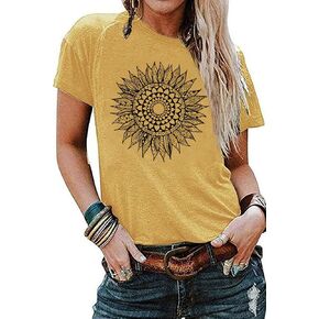 Mandala Shirt for Women Lotus Flower Graphic Tees Short Sleeve Casual Mandala T Shirts Tops