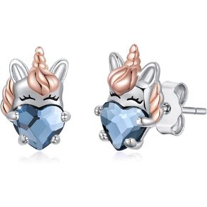 Hypoallergenic Unicorn Earrings for Girls Women 925 Sterling Silver Cute Animal Small Stud Earrings Unicorn Jewelry Gifts for Daughter Birthday Party