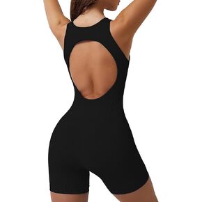 elelady Women's Workout Yoga Gym Jumpsuit Seamless One Piece Backless Tummy Control Padded Sports Bra Rompers in Saudi Arabia