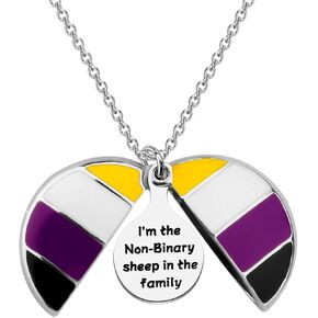 CENWA Non-Binary Gift Non Binary Pride Queer Gift Non Binary Flag I'm the NON-Binary Sheep in the Family Open Locket Necklace in Saudi Arabia