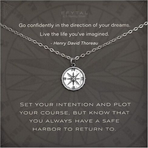 EFYTAL Graduation Gifts for Her, Sterling Silver or Gold Plated Studded Compass Necklace for Women, Inspirational Daughter Gifts, Friendship Necklace, New Job Unique Gifts for Women in Saudi Arabia