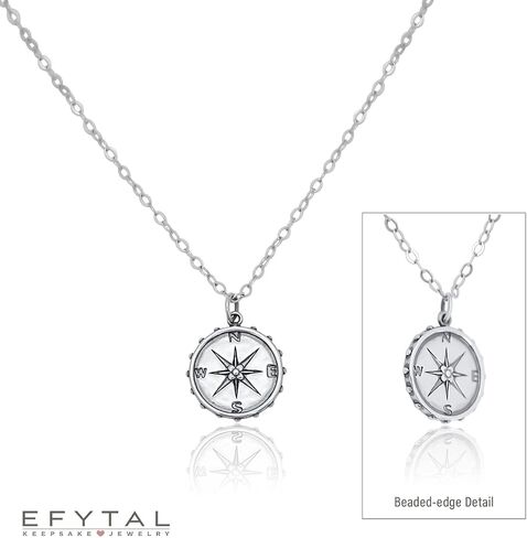 EFYTAL Graduation Gifts for Her, Sterling Silver or Gold Plated Studded Compass Necklace for Women, Inspirational Daughter Gifts, Friendship Necklace, New Job Unique Gifts for Women in Saudi Arabia