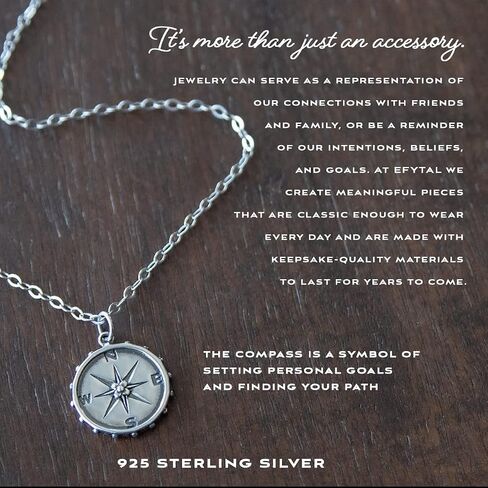 EFYTAL Graduation Gifts for Her, Sterling Silver or Gold Plated Studded Compass Necklace for Women, Inspirational Daughter Gifts, Friendship Necklace, New Job Unique Gifts for Women in Saudi Arabia