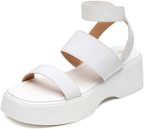 Trary Wedge Sandals for Women, Sandals for Women Dressy Summer, Cute Open Toe Platform Sandals, Lightweight Elastic Ankle Strap Sandals, Womens Heeled Sandals, Comfortable Beach Sandals, Summer Sandals for Women 2023 in Kuwait