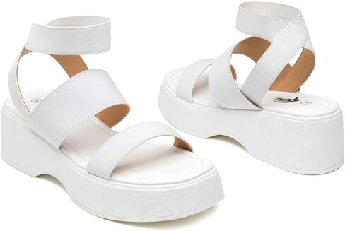 Trary Wedge Sandals for Women, Sandals for Women Dressy Summer, Cute Open Toe Platform Sandals, Lightweight Elastic Ankle Strap Sandals, Womens Heeled Sandals, Comfortable Beach Sandals, Summer Sandals for Women 2023 in Kuwait