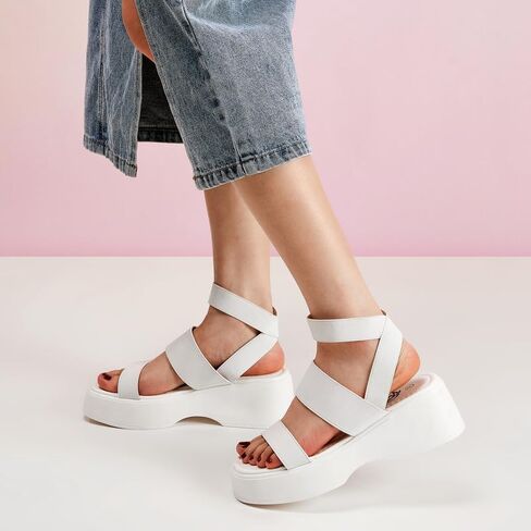 Trary Wedge Sandals for Women, Sandals for Women Dressy Summer, Cute Open Toe Platform Sandals, Lightweight Elastic Ankle Strap Sandals, Womens Heeled Sandals, Comfortable Beach Sandals, Summer Sandals for Women 2023 in Kuwait