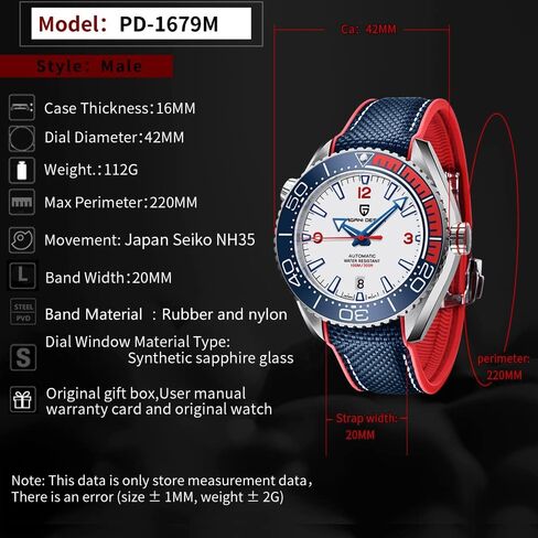 Pagani Design Men's Automatic Watch PD-1679 Ceramic Bezel Waterproof 100M Mechanical Watch Sapphire Glass Luminous Men's Watch in Kuwait