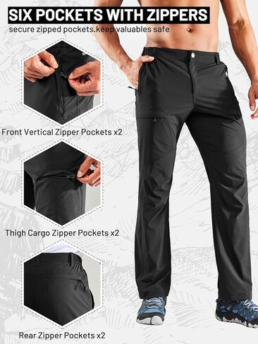سروال MIER للرجال للمشي لمسافات طويلة في الهواء الطلق، سروال سفر من النايلون المقاوم للتمزق خفيف الوزن، سريع الجفاف، مقاوم للماء in Kuwait