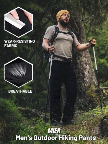 سروال MIER للرجال للمشي لمسافات طويلة في الهواء الطلق، سروال سفر من النايلون المقاوم للتمزق خفيف الوزن، سريع الجفاف، مقاوم للماء in Kuwait