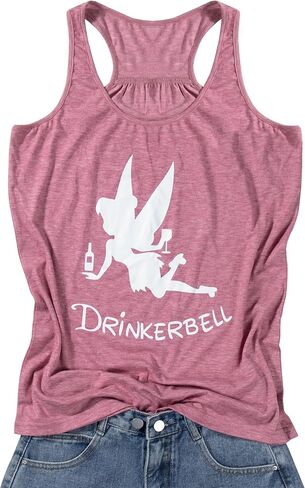 تينكربيل تانك توب للسيدات مضحك في حالة سكر الجنية قميص تينكربيل راسيرباك تانك تيز in Kuwait