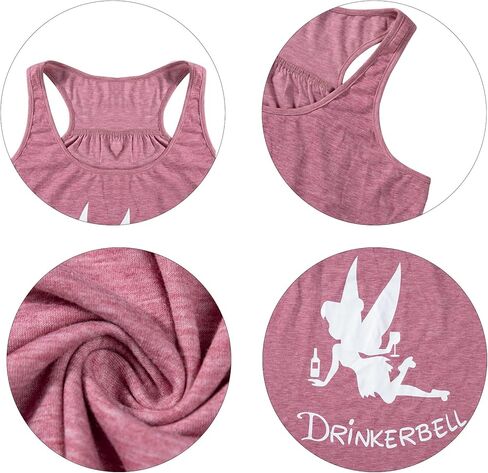 تينكربيل تانك توب للسيدات مضحك في حالة سكر الجنية قميص تينكربيل راسيرباك تانك تيز in Kuwait