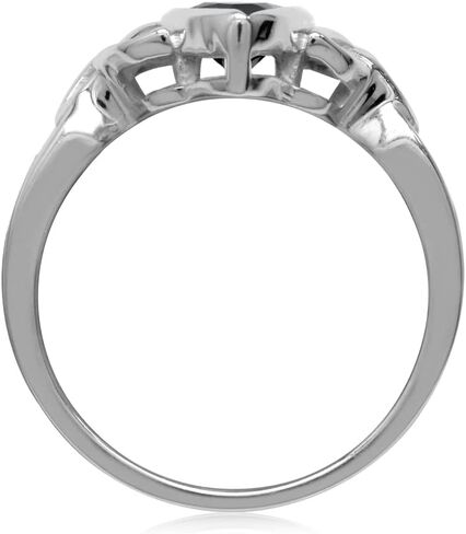 Silvershake Genuine Gemstone 925 Sterling Silver Triquetra Celtic Knot Solitaire Ring in Kuwait