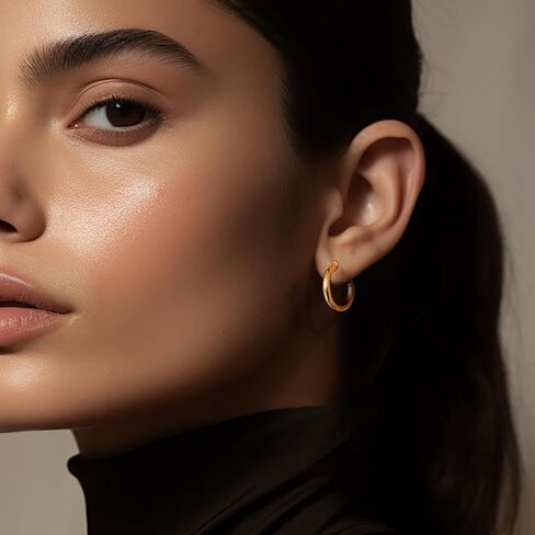 Chunky Clip On Hoop Earrings For Women Girl Trendy 14k Gold Plated Non Pierced Earrings For Women Fake Earrings Adjustable lightweight Earrings Mother Of Bride Earrings Christmas Gifts For Women in Kuwait
