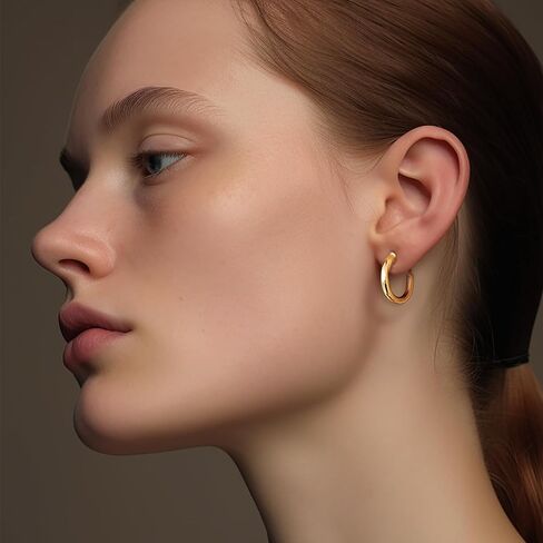 Chunky Clip On Hoop Earrings For Women Girl Trendy 14k Gold Plated Non Pierced Earrings For Women Fake Earrings Adjustable lightweight Earrings Mother Of Bride Earrings Christmas Gifts For Women in Kuwait