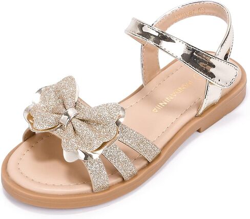 PANDANINJIA Girls Sandals, Open Toe Cute Bow Princess Girls Flats, Sparkly Summer Dress Shoes Sandals for Toddler/Little Kid/Big Kid in Kuwait
