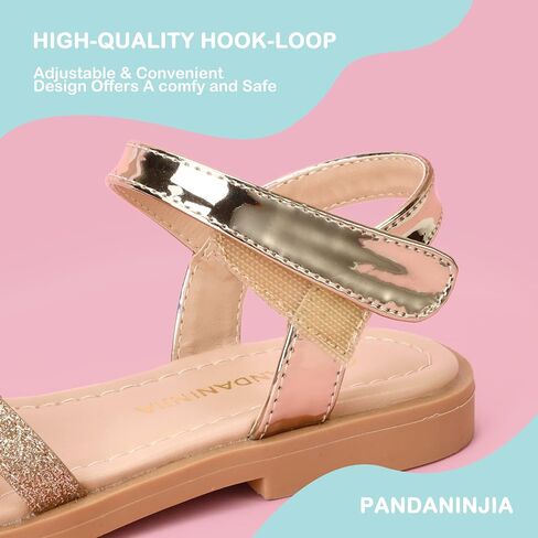 PANDANINJIA Girls Sandals, Open Toe Cute Bow Princess Girls Flats, Sparkly Summer Dress Shoes Sandals for Toddler/Little Kid/Big Kid in Kuwait