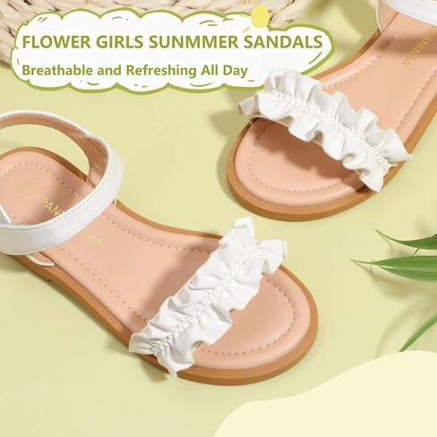 PANDANINJIA Girls Sandals, Open Toe Cute Bow Princess Girls Flats, Sparkly Summer Dress Shoes Sandals for Toddler/Little Kid/Big Kid in Kuwait