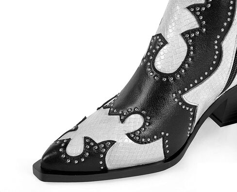 ANN CREEK أحذية رعاة البقر للكاحل للسيدات ببرشام مرصعة بأحذية راعية البقر أحذية غربية للسيدات ببرشام مرصع بكعب منخفض وكعب مكتنز ومقدمة من اللوز أحذية قصيرة in Kuwait