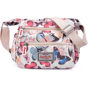 WITERY Crossboby Bag for Women - Waterproof Nylon Multi-Pocket Purse Floral Shoulder Bag Zipper Handbag Messenger Bag in Kuwait