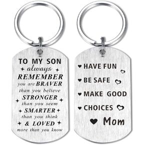 Son Gifts from Mom Dad - Always remember you are braver - Son Birthday Wedding Engraved Keychain Gifts in Saudi Arabia